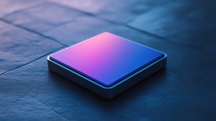 Poster - A sleek, modern device with a glossy, gradient surface, resting on a textured dark background, showcasing a futuristic aesthetic.