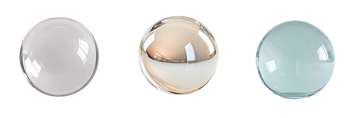 Aufkleber - Elegant minimalist mockups of glass spheres displaying various reflective qualities and colors