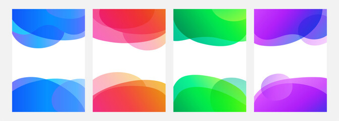 Poster - Set of abstract backgrounds with bright colored liquid shapes for creative graphic design. Vector illustration.
