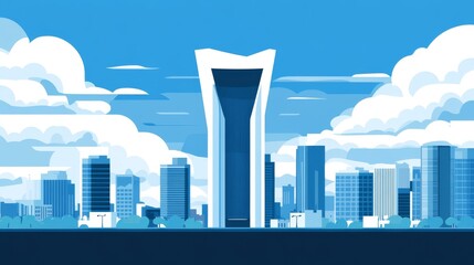 Poster - The Kingdom of Saudi Arabia's daytime scenery, showcasing the Riyadh Tower (Kingdom Tower) and the daytime Riyadh skyline