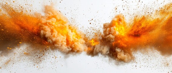 Poster - A flash with bright light and sparks set against a white background