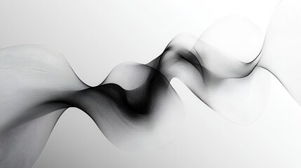 Poster - An abstract design featuring flowing, wave-like patterns in black and white, creating a sense of movement and depth.