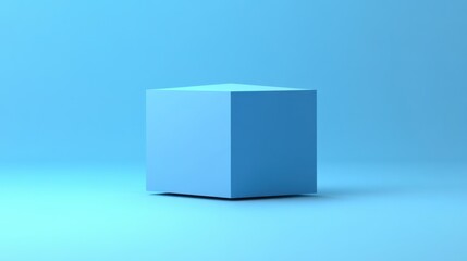 Poster - A minimalist blue cube sits on a matching blue background, creating a serene and modern aesthetic with a focus on simplicity and geometry.