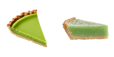 Poster - Delicious green dessert pie slices showcased in isolated minimalist mockups for culinary inspiration