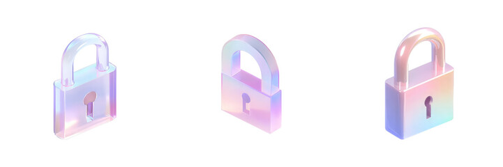 Poster - Minimalist mockups of translucent locks with a modern design and soft pastel colors