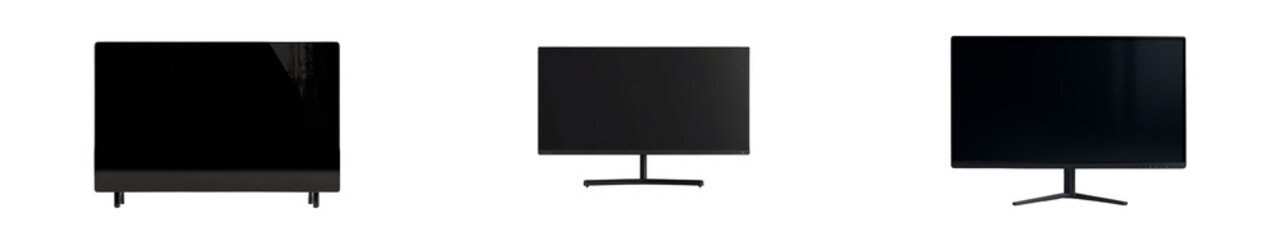 Leinwandbilder - Minimalist mockups of modern TVs in different designs set against a neutral backdrop for visual comparison