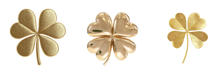 Poster - minimalist mockups showcasing three distinct gold clover designs illustrating elegance and creativit