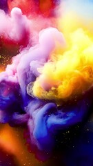 Aufkleber - Digital animation of bright, colorful streams that change shape in a dynamic swirl. Oranges and reds mix with deep purples and blues