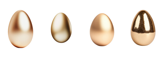 Aufkleber - Elegant collection of minimalist golden egg mockups showcasing various finishes and shapes for creative displays