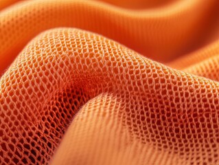 Orange fabric texture close up