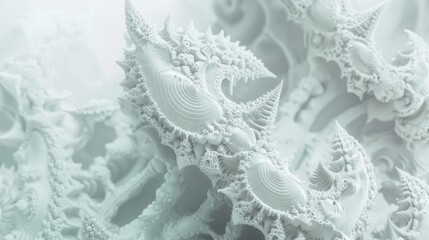 Poster - Complex fractal artwork with detailed spirals and glowing highlights, abstract digital background full of depth and movement.
