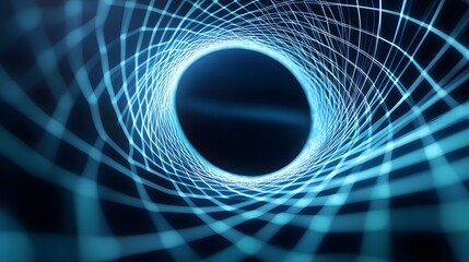 Poster - Abstract Blue Spiral Tunnel with Light at the End