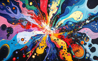 Leinwandbilder - Colorful painting of a galaxy with a bright blue and yellow star