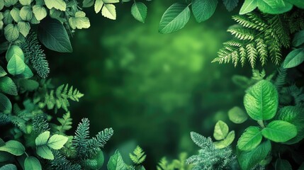 Wall Mural - Lush green foliage frame