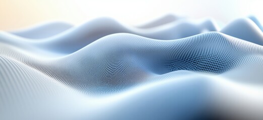 Poster - Abstract blue wave pattern with smooth curves and digital texture