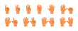 © Paper Trident - Set of hands count from one to ten. Gesturing of various figures, kids countdown from 1 to 10. Showing of different number signs with fingers. Flat isolated vector illustrations on white background