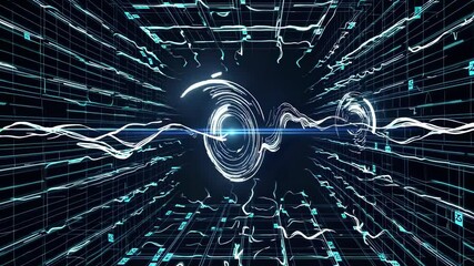 Leinwandbilder - Exploring digital landscapes with dynamic energy waves and futuristic visuals