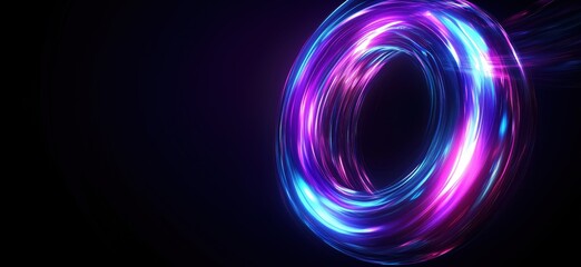 Poster - Vibrant glowing ring with dynamic light trails in dark background