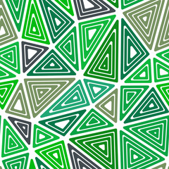 Poster - Tileable abstract background. Multiple repeated inner triangles. Big triangles size. Multiple colors style. Seamless pattern. Trending vector tiles. Beautiful vector illustration.