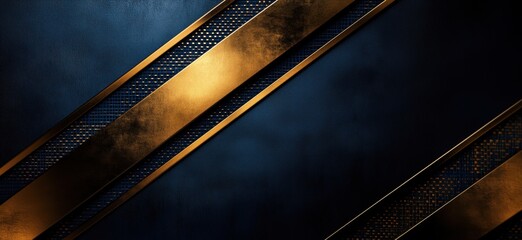 Poster - Elegant blue and gold abstract background with diagonal stripes and textures