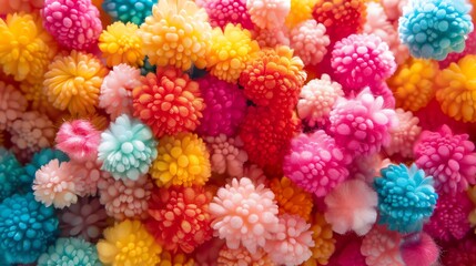 Poster - Colorful 3D rendering of a field of flowers in full bloom. The flowers are of various colors, including red, orange, yellow, green, blue, and purple.