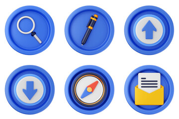 Fototapete - 3d user interface icon set bundle