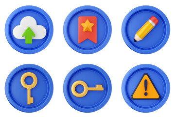 Fototapete - 3d user interface icon set bundle
