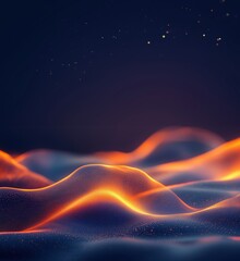 Poster - Abstract digital landscape with glowing waves and starry background