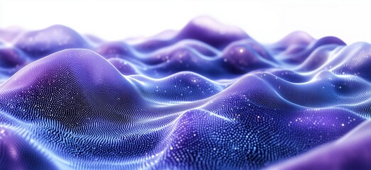 Poster - Abstract purple wave patterns with glowing dots and smooth surfaces