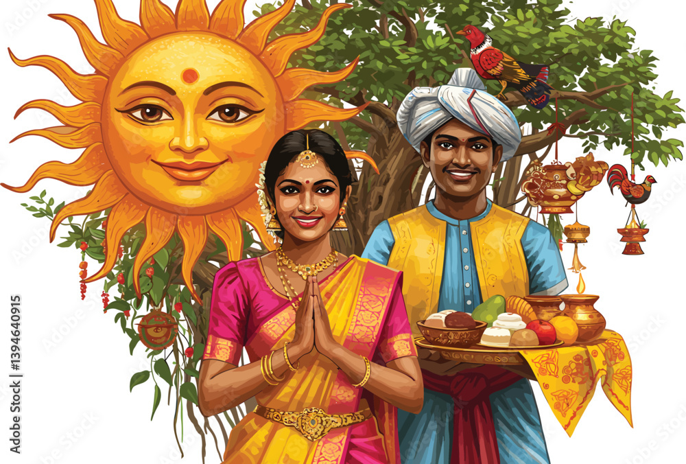 Vector de Stock Traditional Sri Lankan Tamil Couple with heart ...