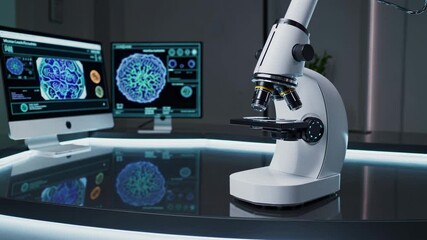 Leinwandbilder - Exploring advanced microscopy techniques in a modern laboratory setting with digital displays