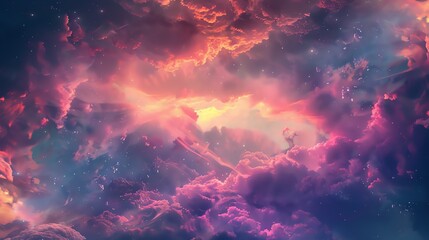 Wall Mural - a beautiful and vibrant space nebula. the colors are vivid and the details are amazing. it is truly 