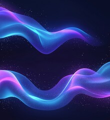 Poster - colorful abstract wave patterns with glowing effects and starry background