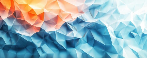 Poster - abstract geometric background with blue and orange triangular shapes and gradients