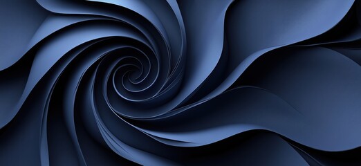 Poster - abstract blue spiral design with layered paper texture and smooth curves