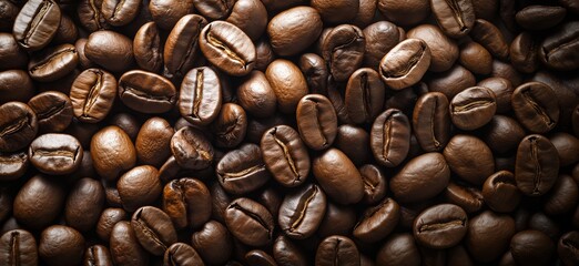 Poster - Rich, Dark Coffee Beans Spread Across Surface for Gourmet Coffee Experience