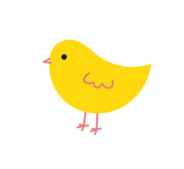 Wall Mural - little yellow chick on white background. easter chick icon in doodle style. png illustration.