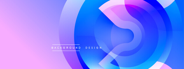 Fototapete - Abstract gradient background. Overlapping circles create dynamic visual effect. Purple, blue hues blend smoothly, offering modern aesthetic. Minimalist design suitable for digital projects.