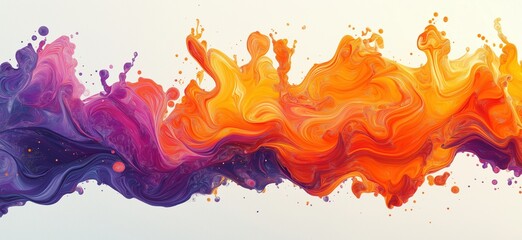 Poster - Vibrant abstract swirl of orange and purple paint creating dynamic visual energy