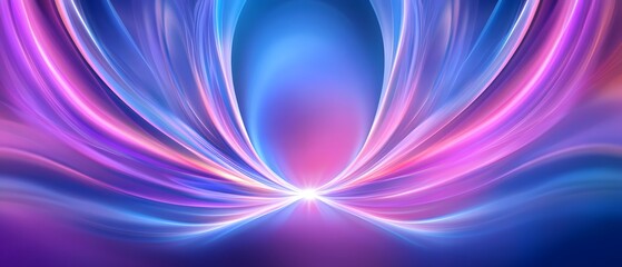 Poster - Abstract Fractal Art with Blue and Pink Curves