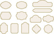 © Olesia - Elegant vintage labels with ornate frames in cream beige and gold color. Classic tags with decorative border for handmade branding and rustic packaging. Set of vector designs with blank space