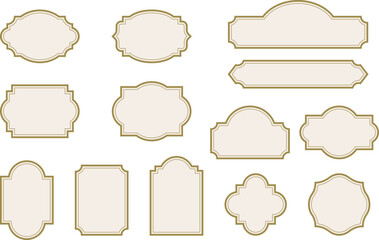 elegant vintage labels with ornate frames in cream beige and gold color. classic tags with decorativ