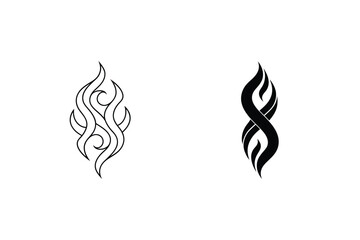 Poster - Abstract Flame Design Templates Two Variations Line And Solid Style