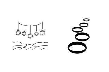 Poster - Abstract Line Art Of Gymnastic Rings And Circular Shapes On White Background