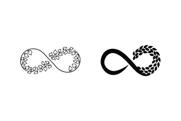 Poster - Two Infinity Symbols Decorated With Leaves In A Minimalist Style