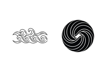 Poster - Vector Illustration Of Stylized Ocean Waves And Concentric Circle Shape