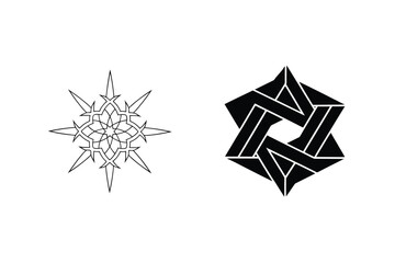 Poster - Two Abstract Geometric Stars In Black And White For Creative Designs