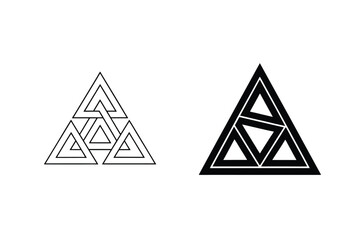 Poster - Triangle Interlock Geometric Shape Design Two Variations In Outline And Filled Black
