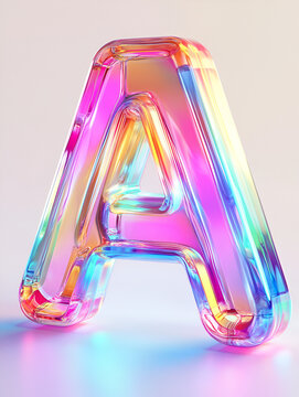Holographic Alphabet glass  Letter A Design