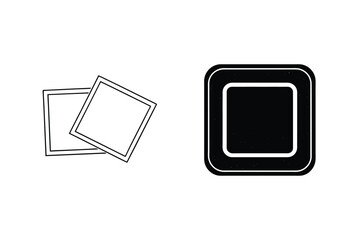 Poster - Simple Black And White Square Shapes Overlapping Geometric Icon Set